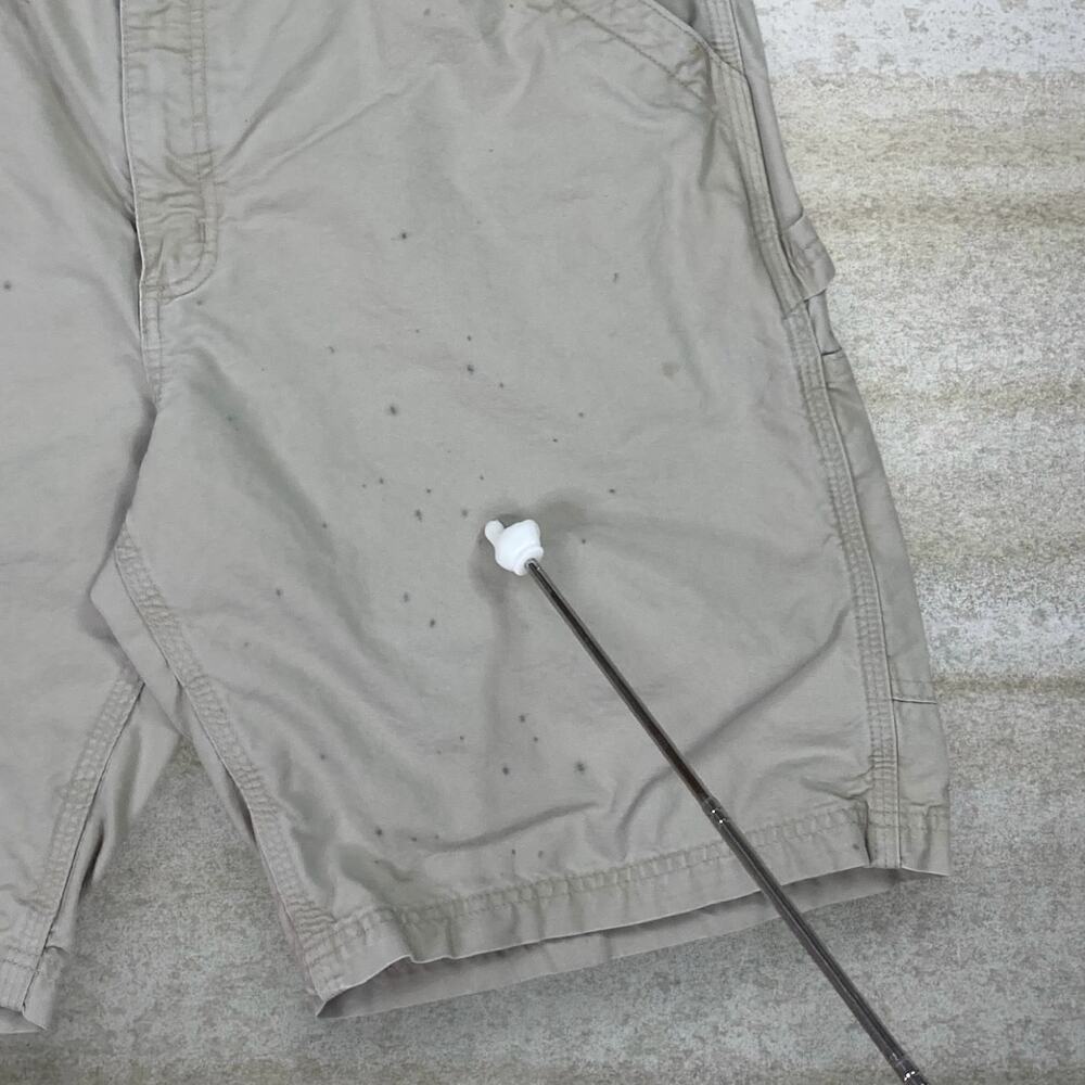 Vintage 90s Carhartt Carpenter Shorts 36x11 Relaxed Light Tan Cotton Dungarees - Picture 7 of 7